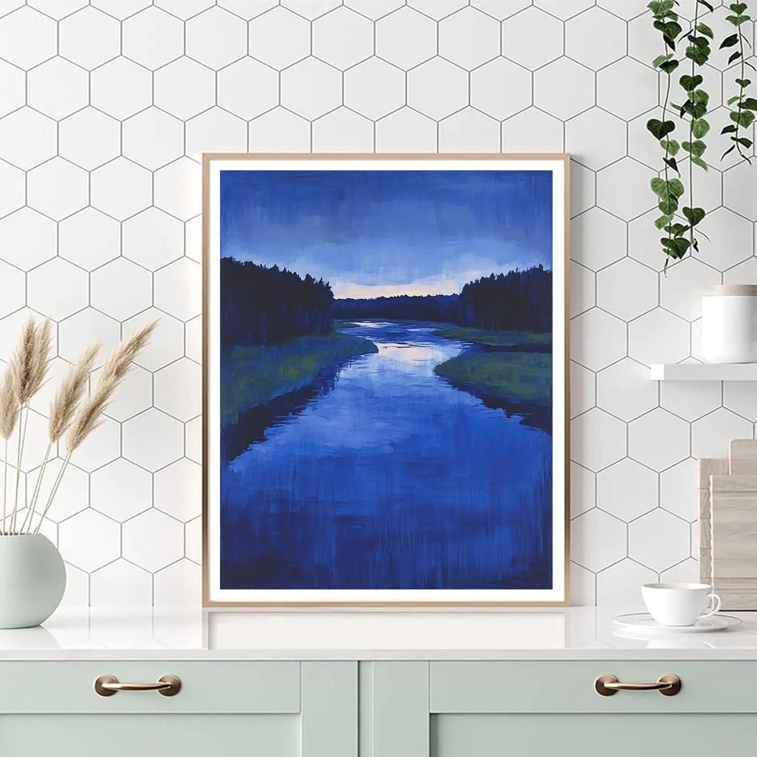 Claude Monet Inspired River At Blue Hour paint by numbers