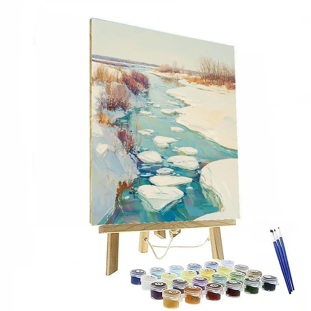 Claude Monet Inspired Early Spring River Thaw Number painting