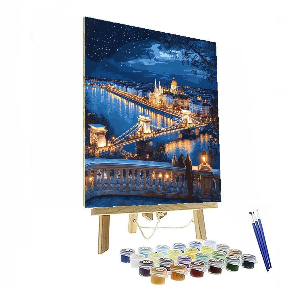Nighttime Cityscape From Buda Castle Terrace Budapest Hungary paint by numbers
