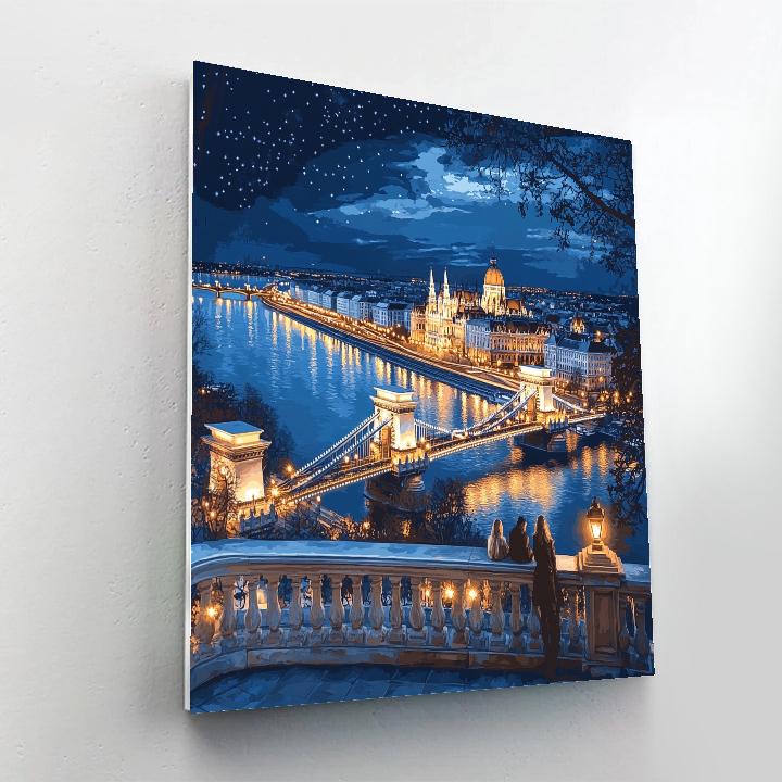 Nighttime Cityscape From Buda Castle Terrace Budapest Hungary paint by numbers