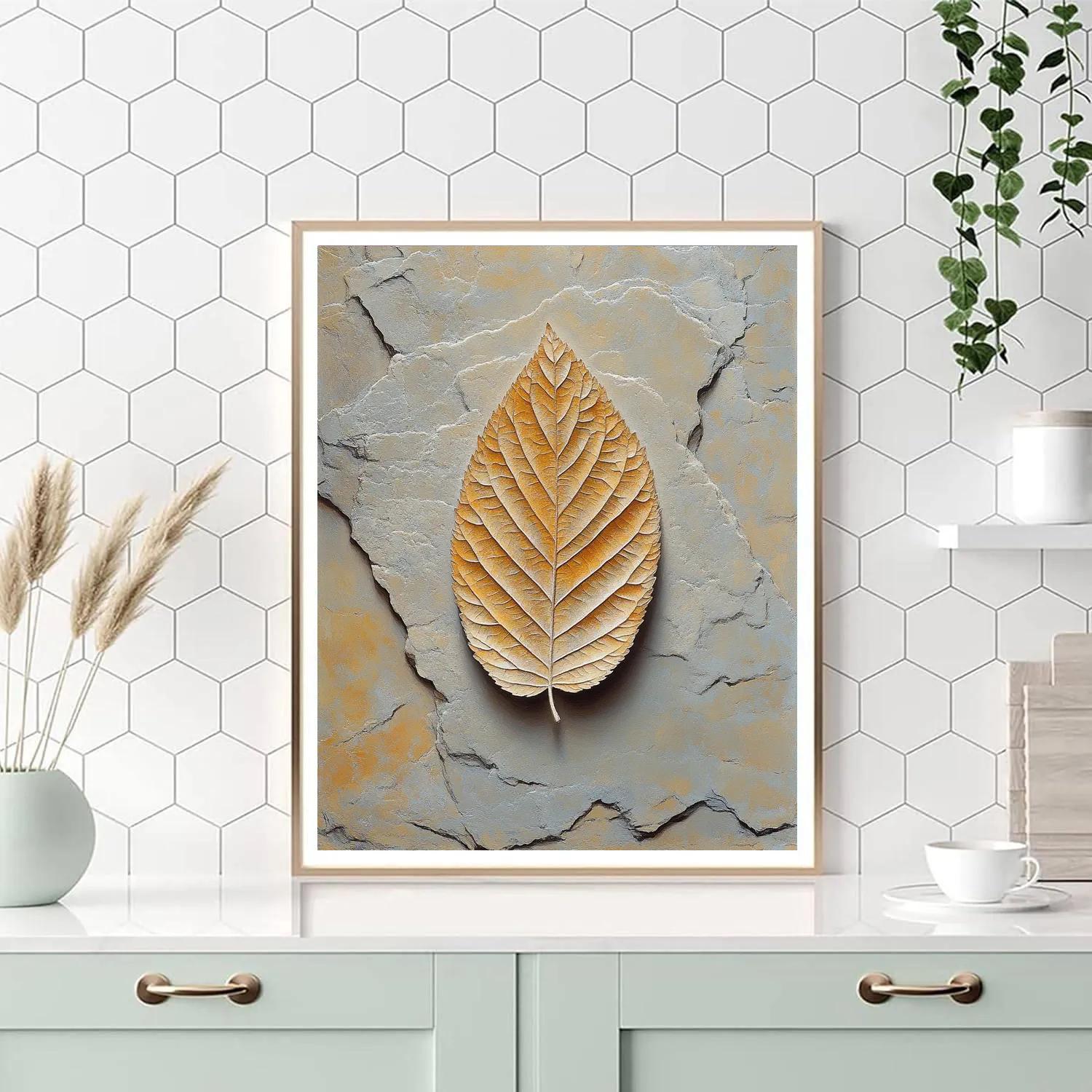 Leonardo Da Vinci Inspired Fossil Leaf Imprint Numbered painting kits