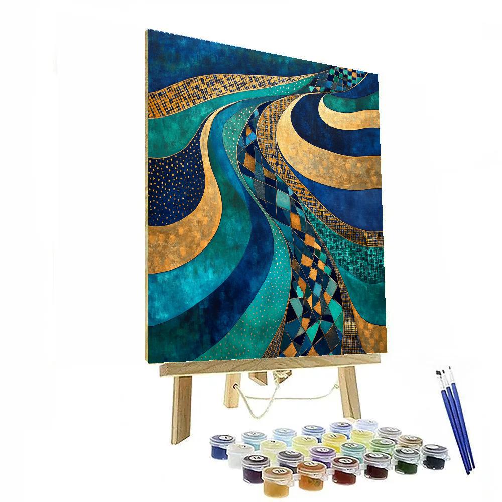 Gustav Klimt Inspired Ornamental River Currents painting number kit