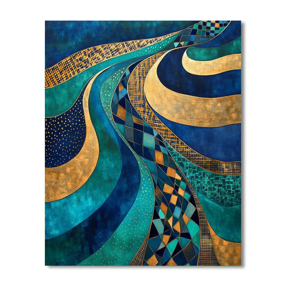 Gustav Klimt Inspired Ornamental River Currents painting number kit
