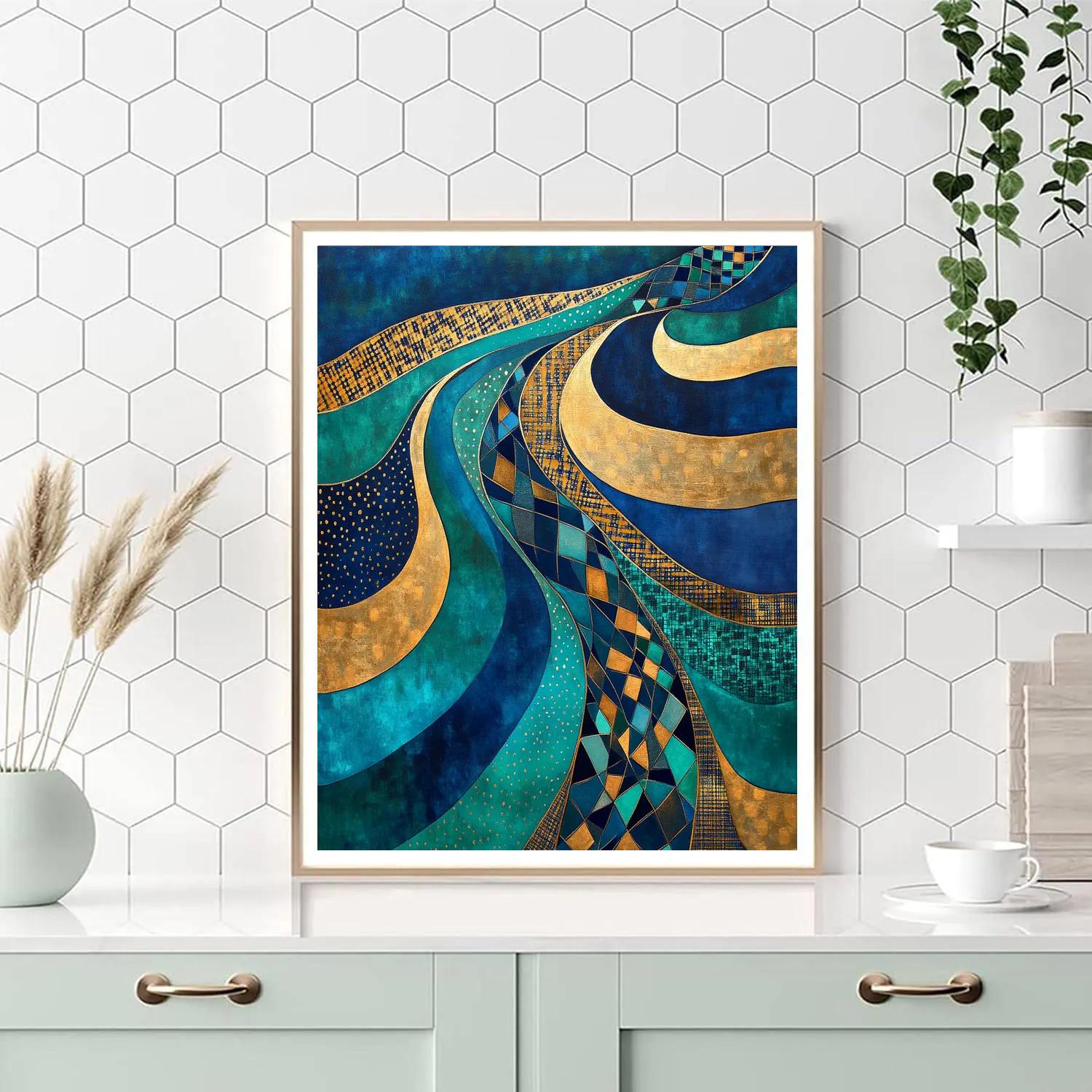 Gustav Klimt Inspired Ornamental River Currents painting number kit