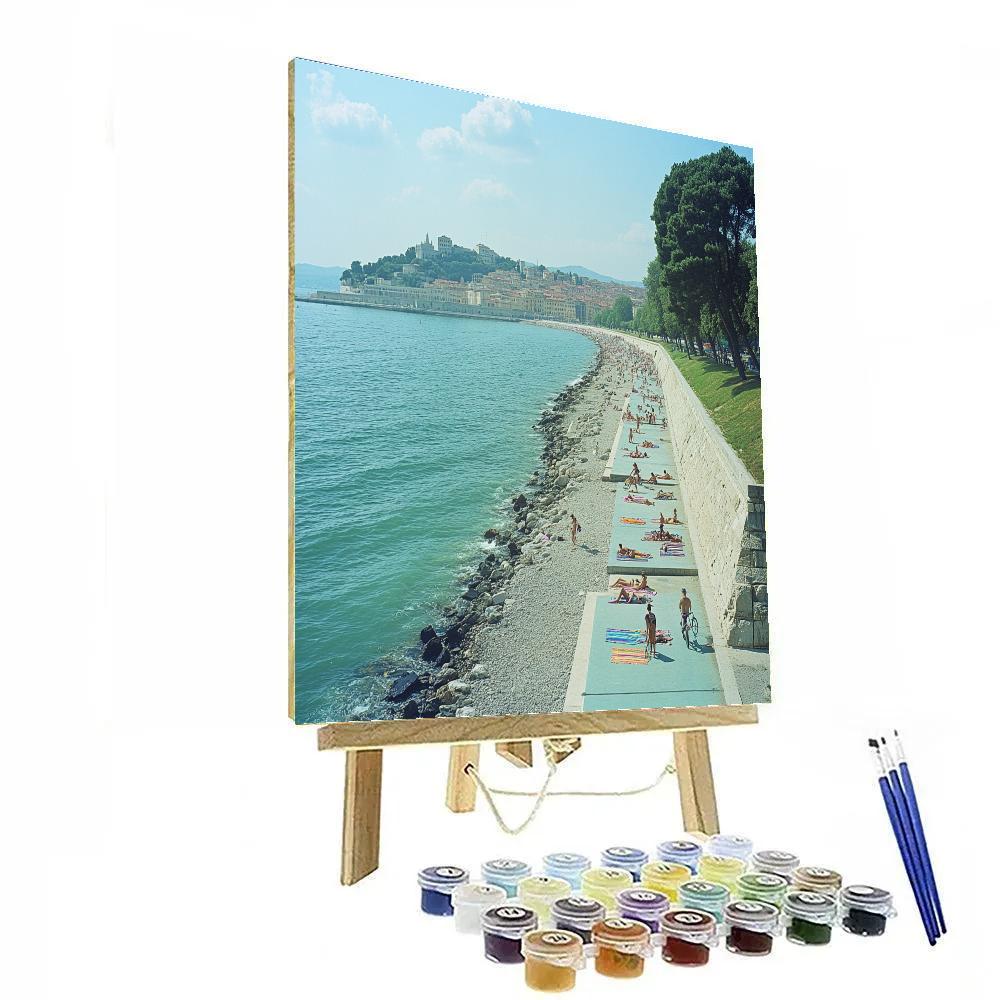City Beach And Boardwalk At Barcola Trieste Italy paint by color