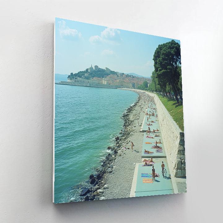 City Beach And Boardwalk At Barcola Trieste Italy paint by color