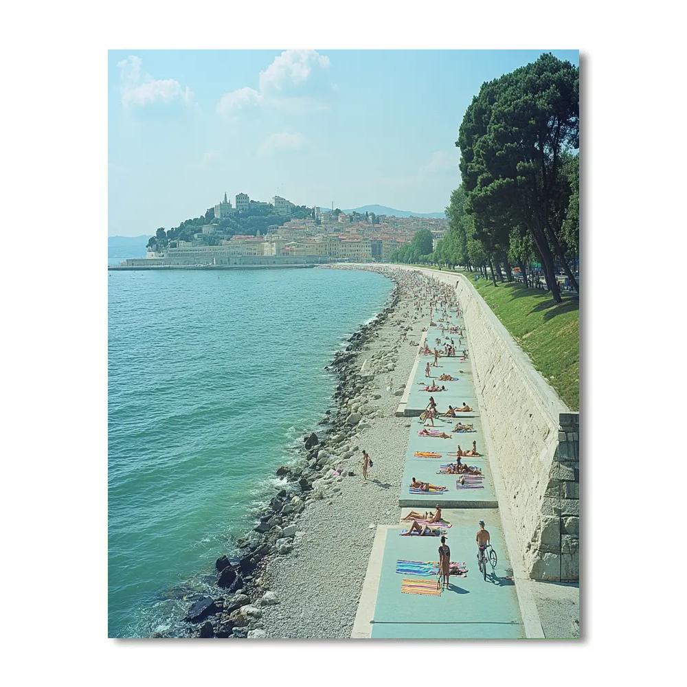 City Beach And Boardwalk At Barcola Trieste Italy paint by color