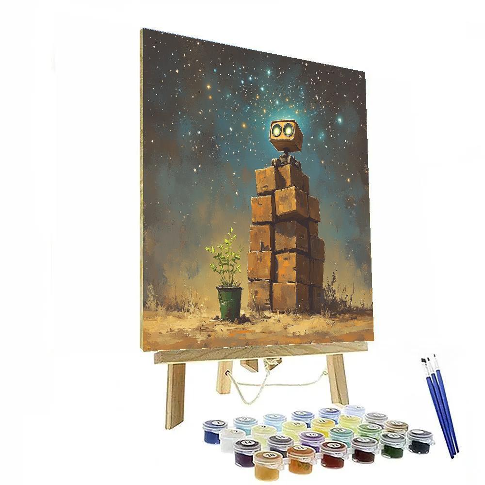WALL E Starry Sky Trash Cube Stack Disney Inspired paint by number