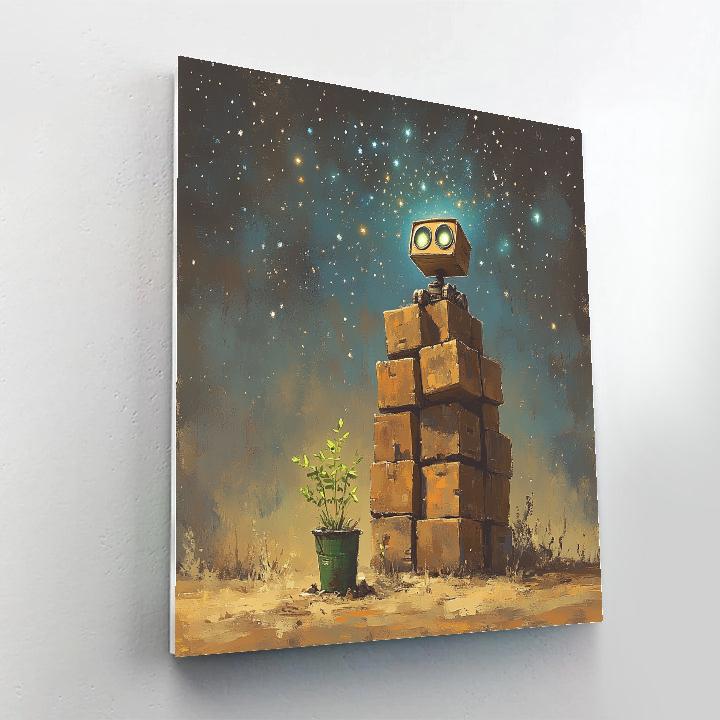 WALL E Starry Sky Trash Cube Stack Disney Inspired paint by number