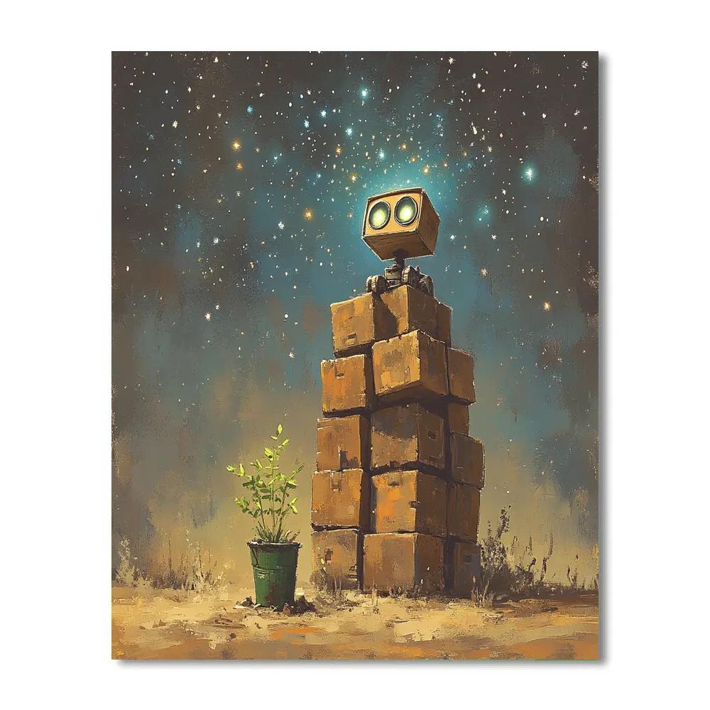WALL E Starry Sky Trash Cube Stack Disney Inspired paint by number