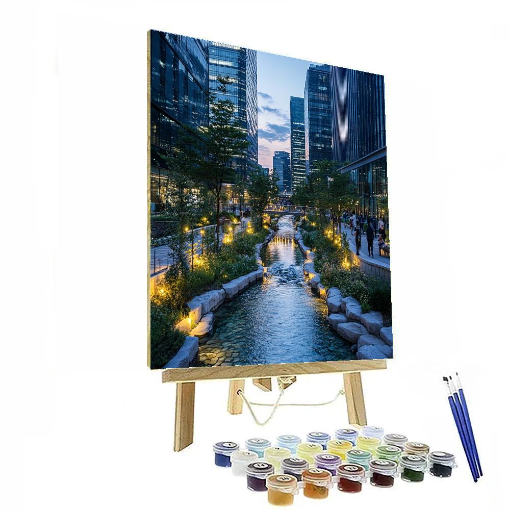 High Line Style Park At Cheonggyecheon Stream Seoul South Korea Numbered painting kits