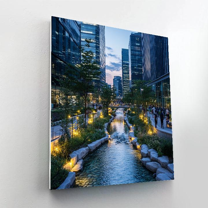 High Line Style Park At Cheonggyecheon Stream Seoul South Korea Numbered painting kits