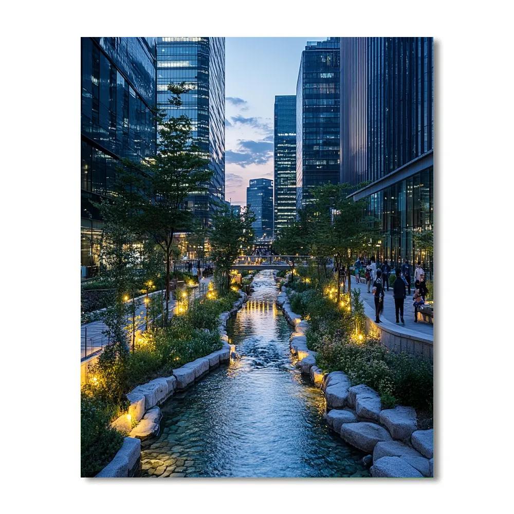 High Line Style Park At Cheonggyecheon Stream Seoul South Korea Numbered painting kits