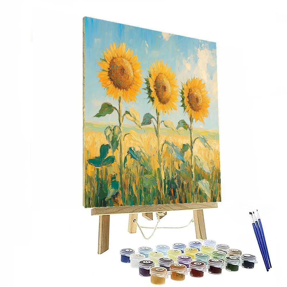 Claude Monet Inspired Sunflowers Under High Summer Sky DIY paint by numbers