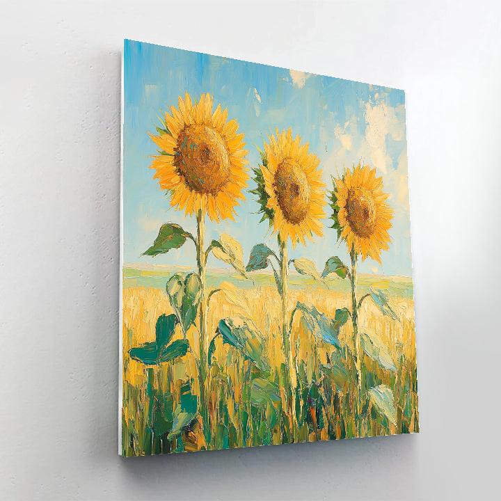Claude Monet Inspired Sunflowers Under High Summer Sky DIY paint by numbers