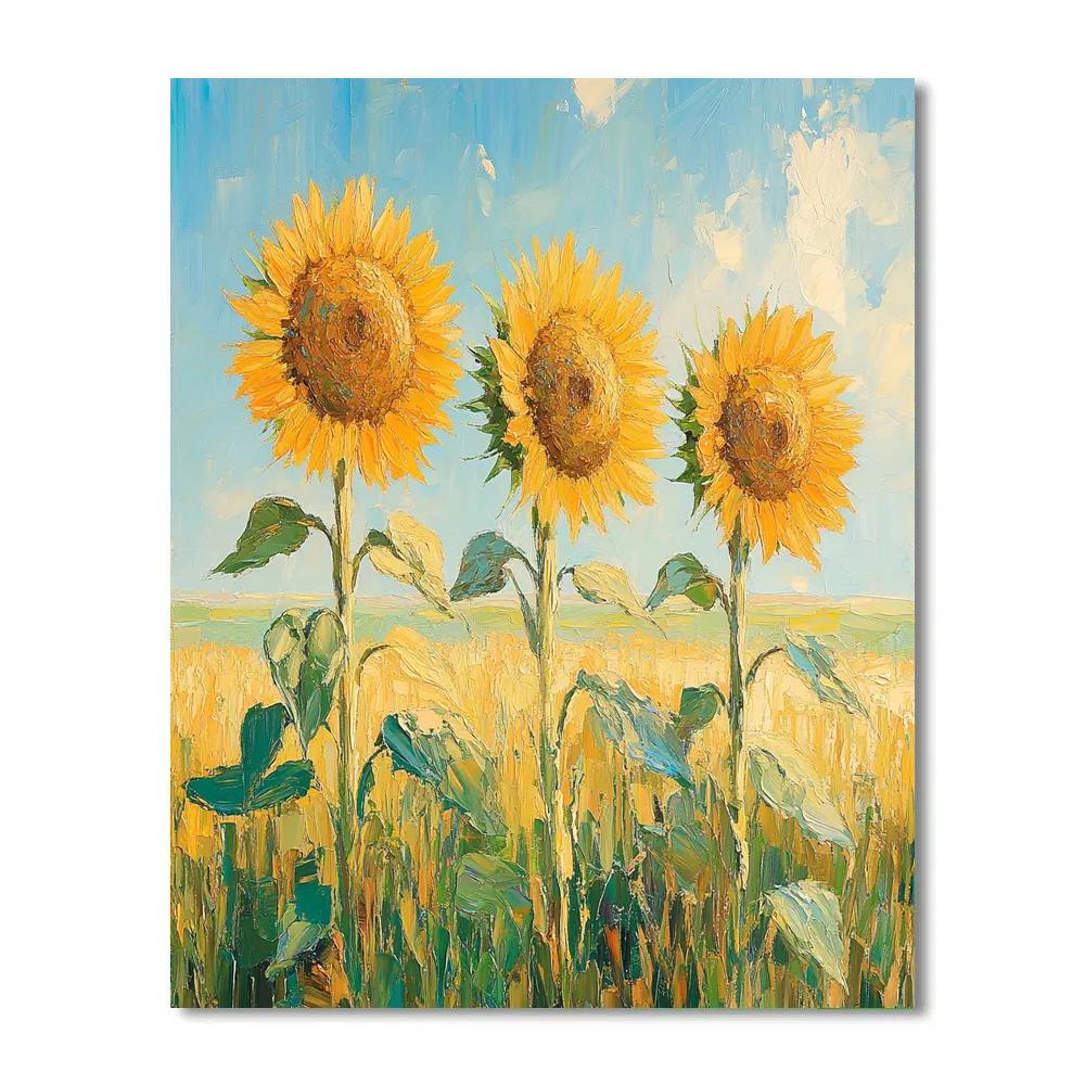 Claude Monet Inspired Sunflowers Under High Summer Sky DIY paint by numbers