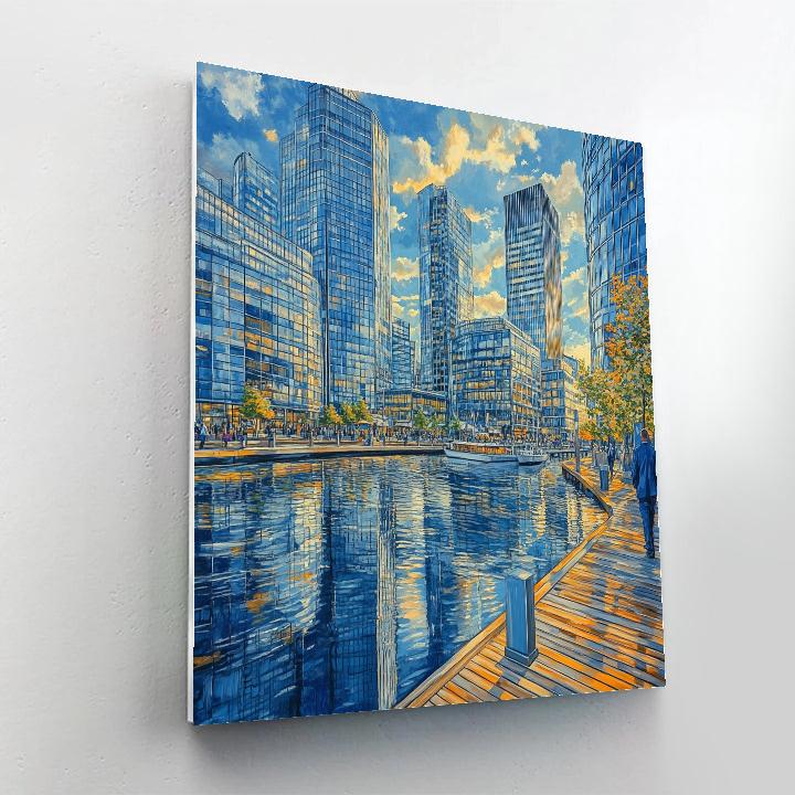 Docks And Skyline At Canary Wharf London United Kingdom Number painting