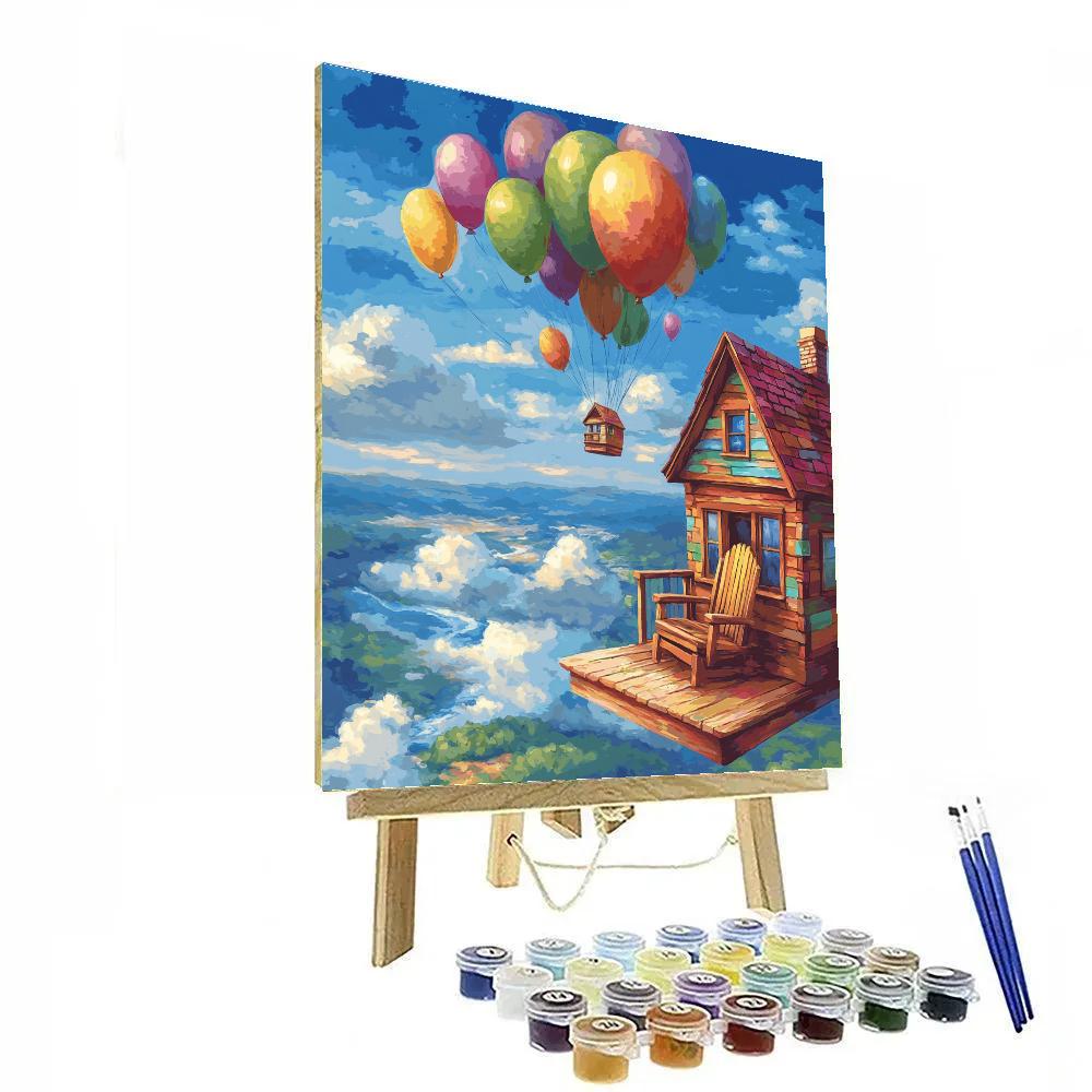 Carl Fredricksen Floating House Porch Disney Inspired paint by number