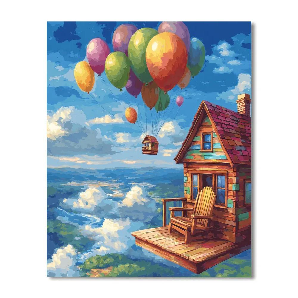 Carl Fredricksen Floating House Porch Disney Inspired paint by number
