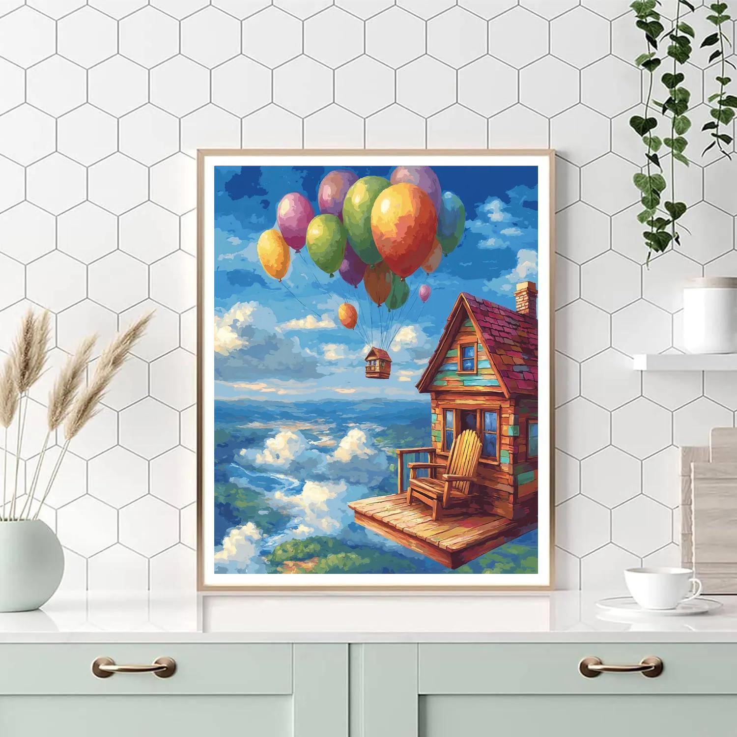 Carl Fredricksen Floating House Porch Disney Inspired paint by number