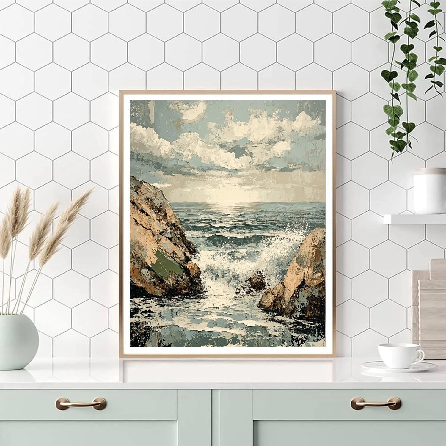 Gustave Courbet Inspired Storm Tossed Coast Paint by numbers kits
