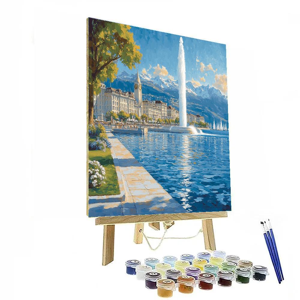 Lakefront Skyline From Promenade Des Gouverneurs Geneva Switzerland Paint by numbers art