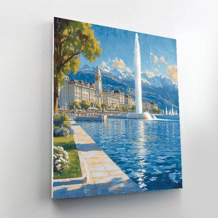 Lakefront Skyline From Promenade Des Gouverneurs Geneva Switzerland Paint by numbers art