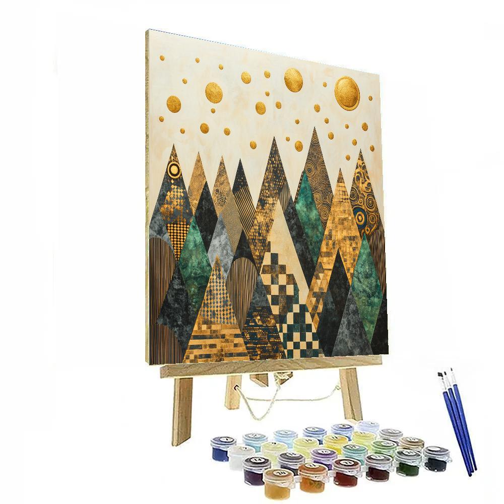 Gustav Klimt Inspired Abstract Golden Mountains painting number kit