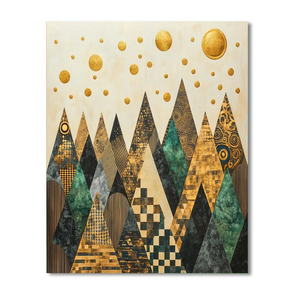 Gustav Klimt Inspired Abstract Golden Mountains painting number kit