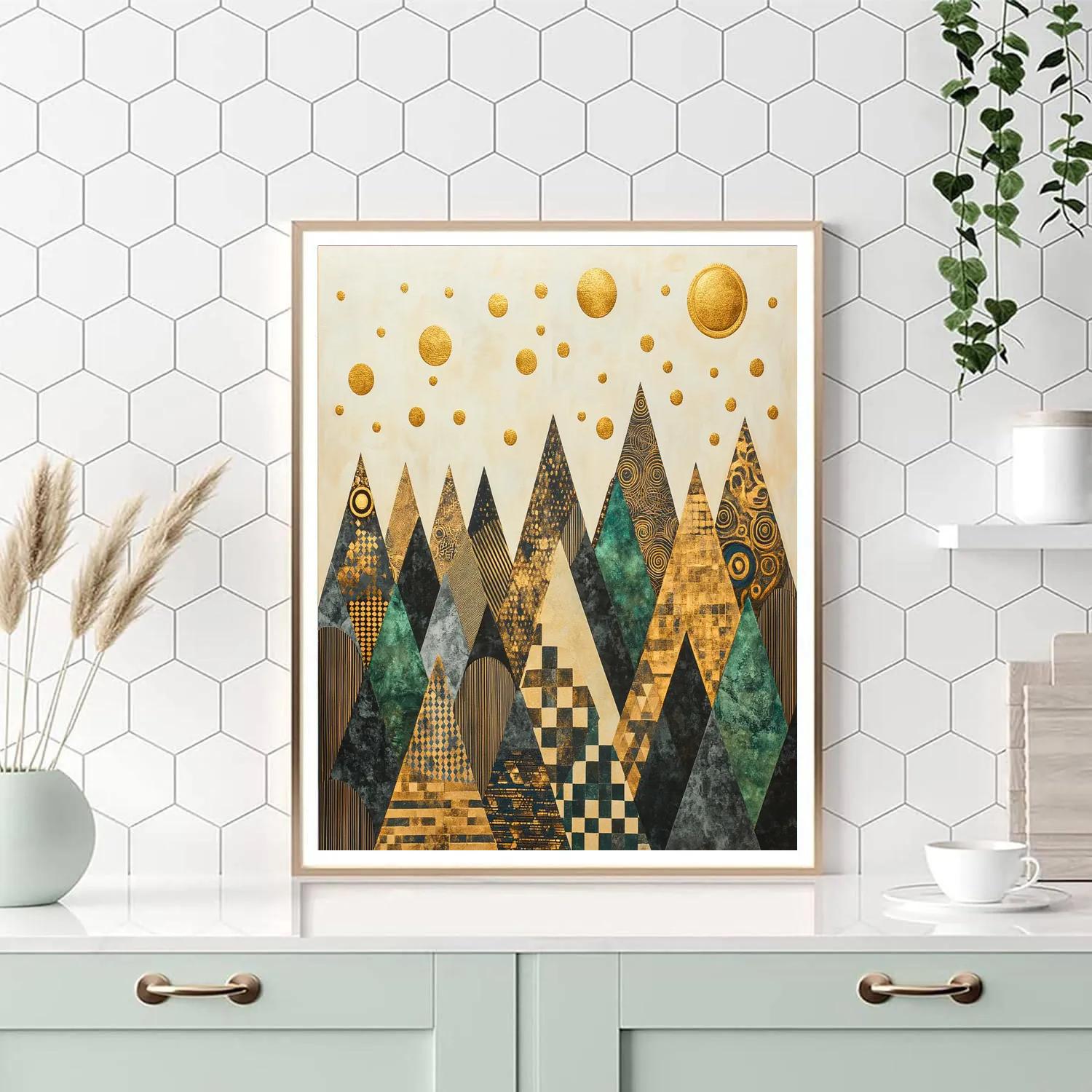 Gustav Klimt Inspired Abstract Golden Mountains painting number kit