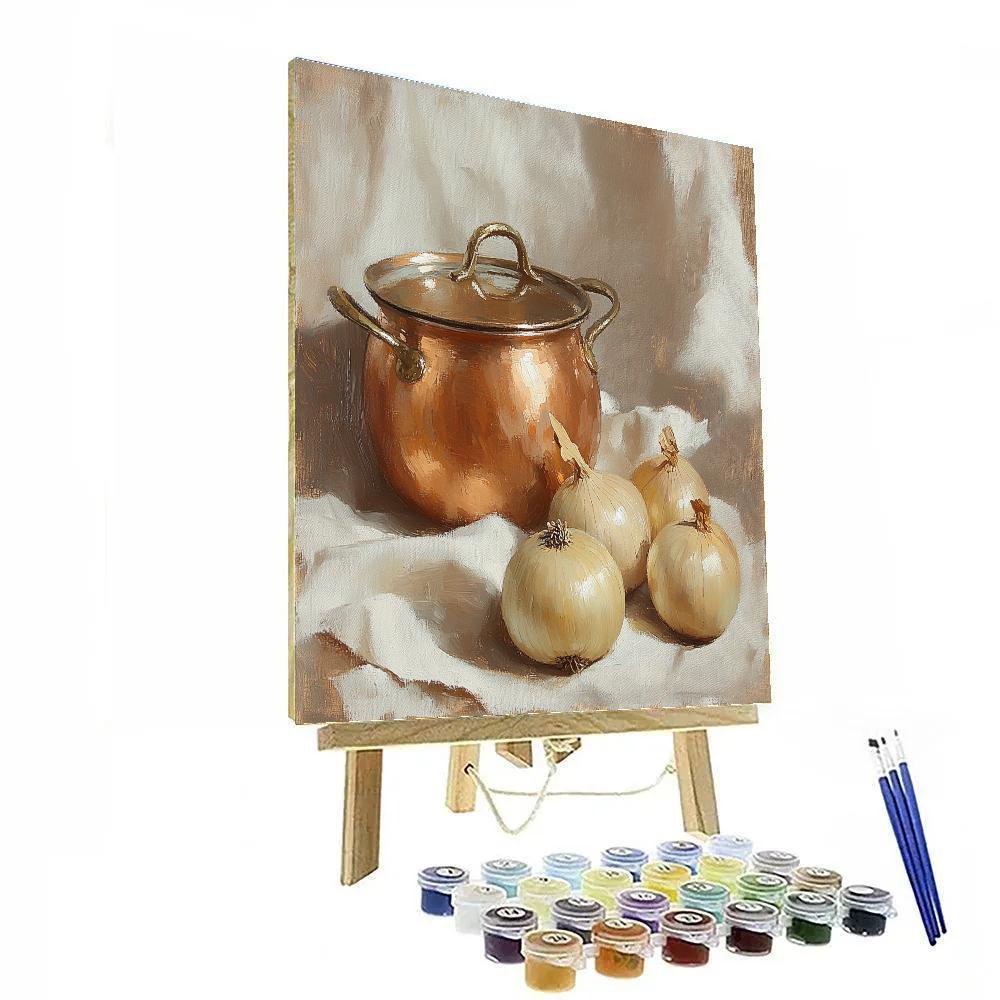 Jean Baptiste Simeon Chardin Inspired Copper And Onions Number painting