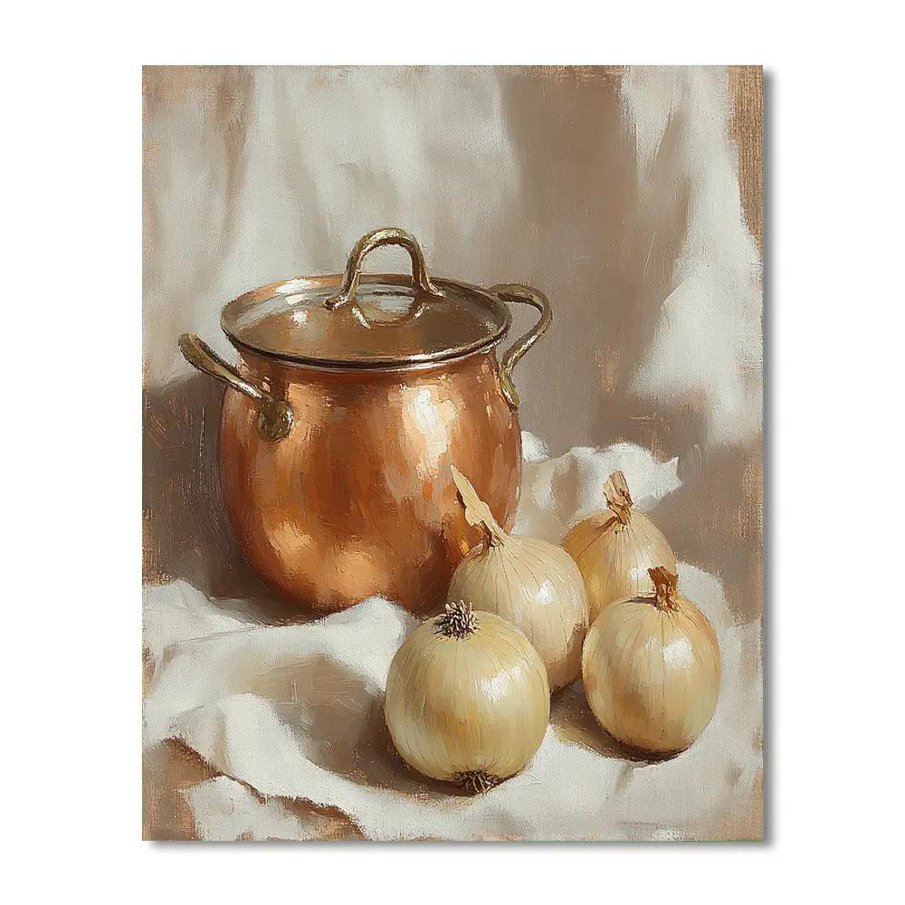 Jean Baptiste Simeon Chardin Inspired Copper And Onions Number painting