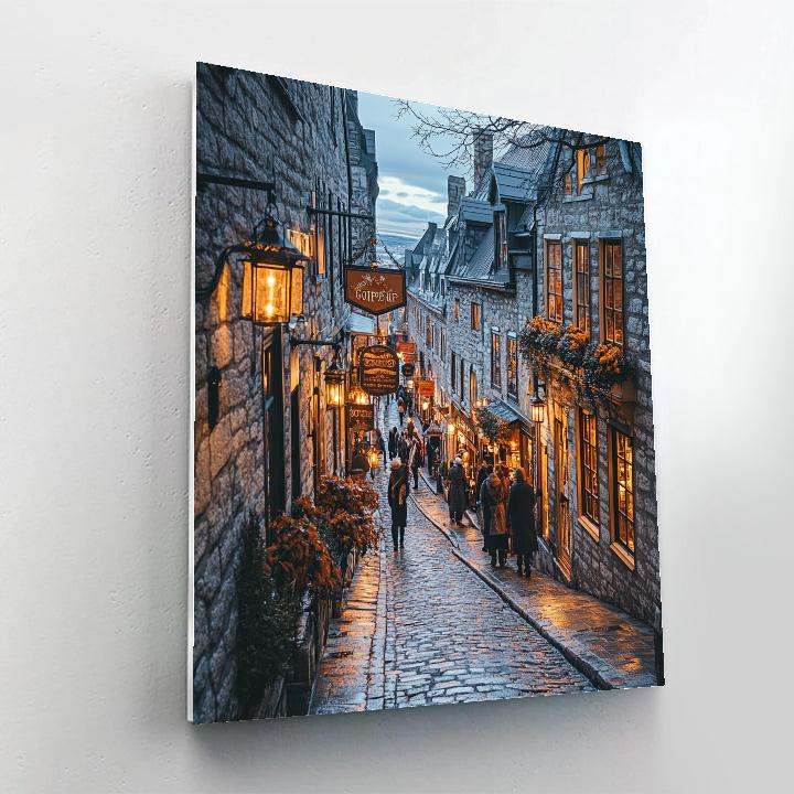 Evening Street Scene In Old Quebec City Quebec Canada paint by numbers
