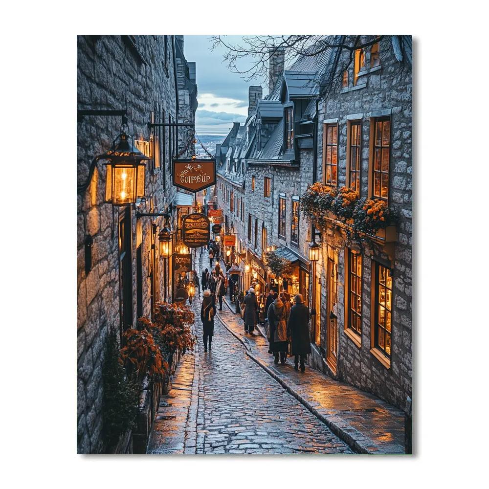Evening Street Scene In Old Quebec City Quebec Canada paint by numbers