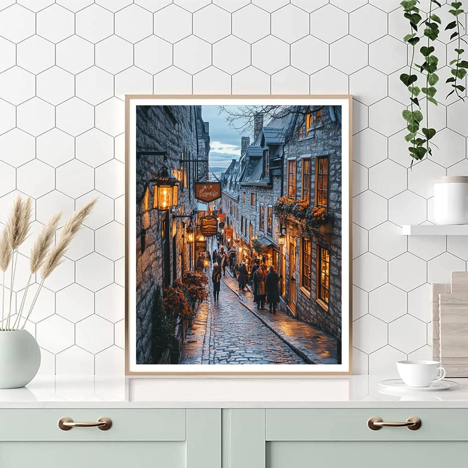 Evening Street Scene In Old Quebec City Quebec Canada paint by numbers