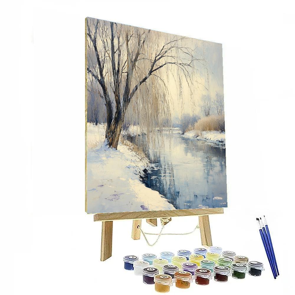 Claude Monet Inspired Winter Willows By The River DIY paint by numbers