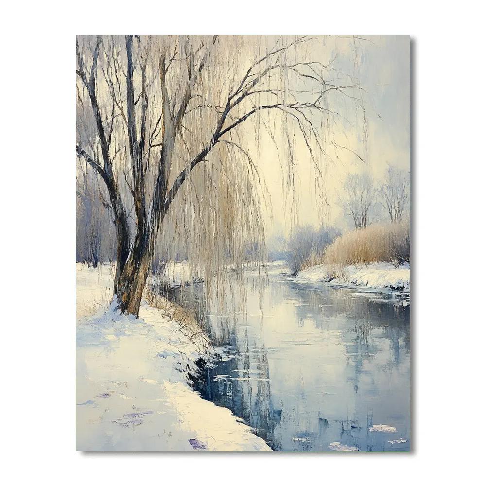 Claude Monet Inspired Winter Willows By The River DIY paint by numbers