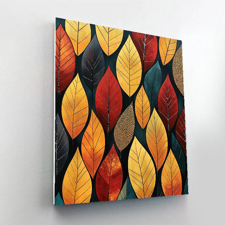 Gustav Klimt Inspired Patterned Autumn Leaves Paint by numbers art