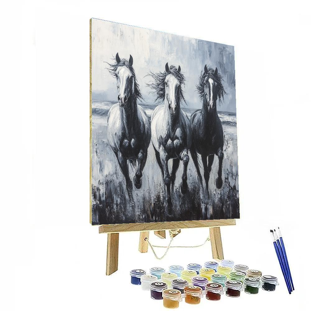 Theodore Gericault Inspired Wild Horses paint by number