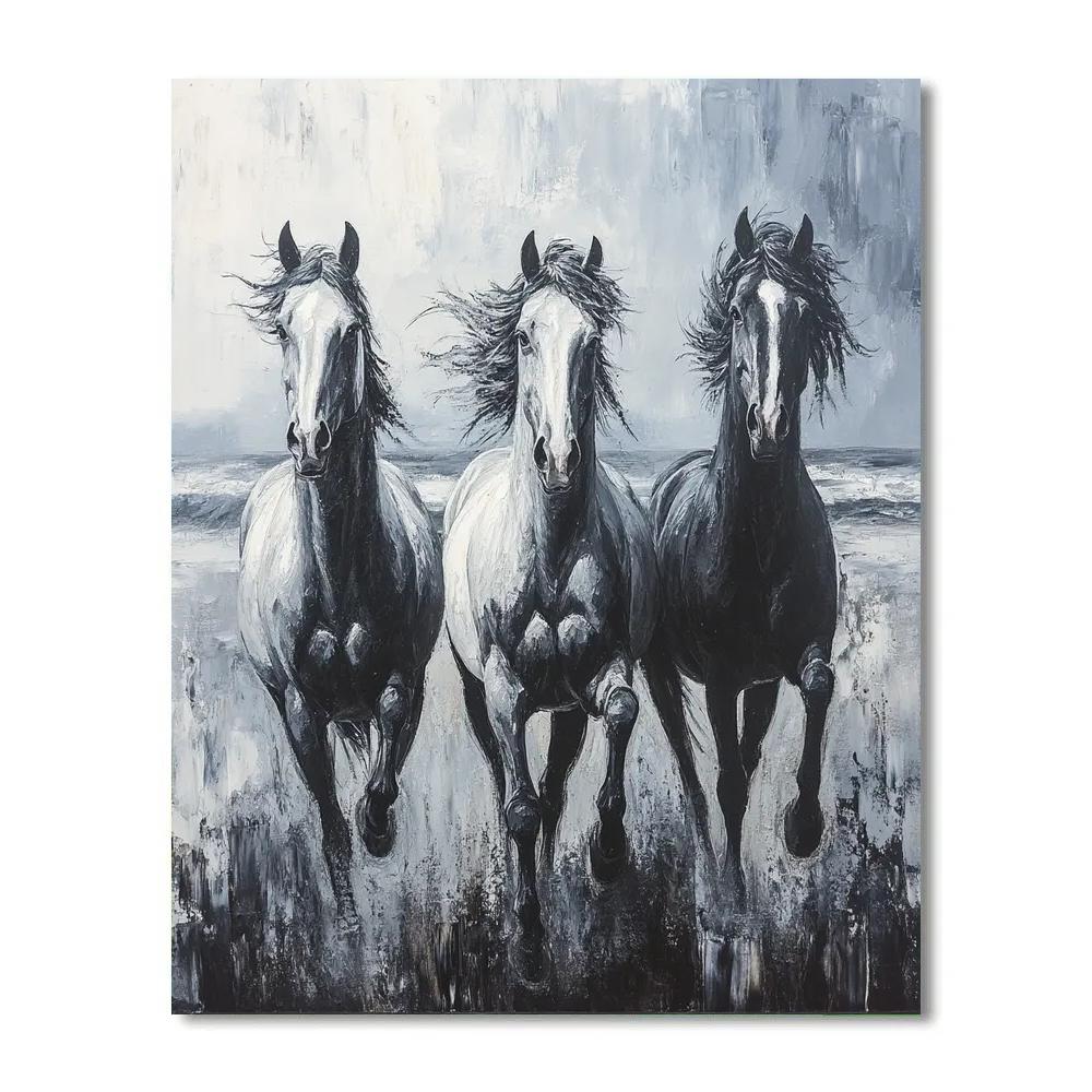 Theodore Gericault Inspired Wild Horses paint by number