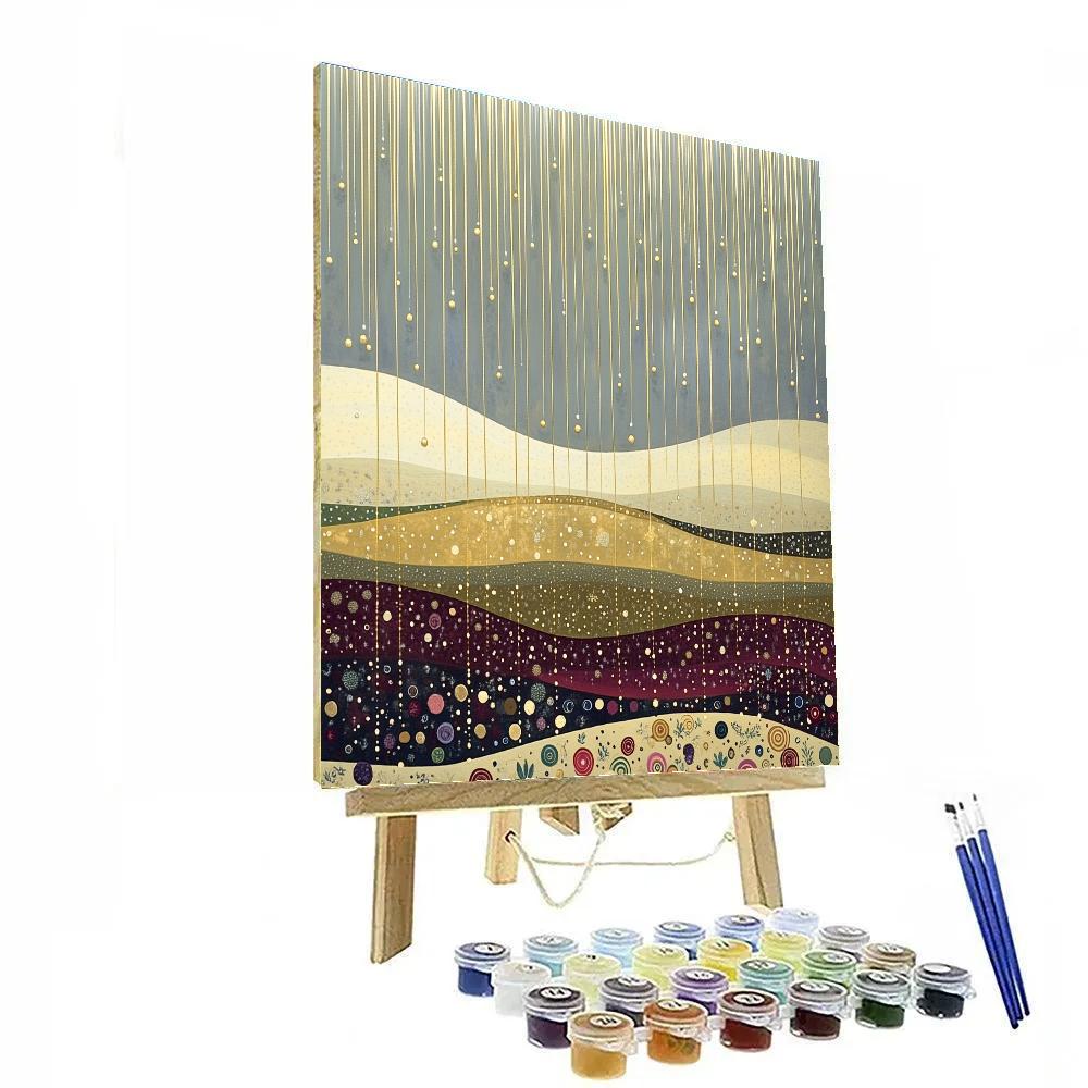 Gustav Klimt Inspired Golden Rain Over Fields painting number kit