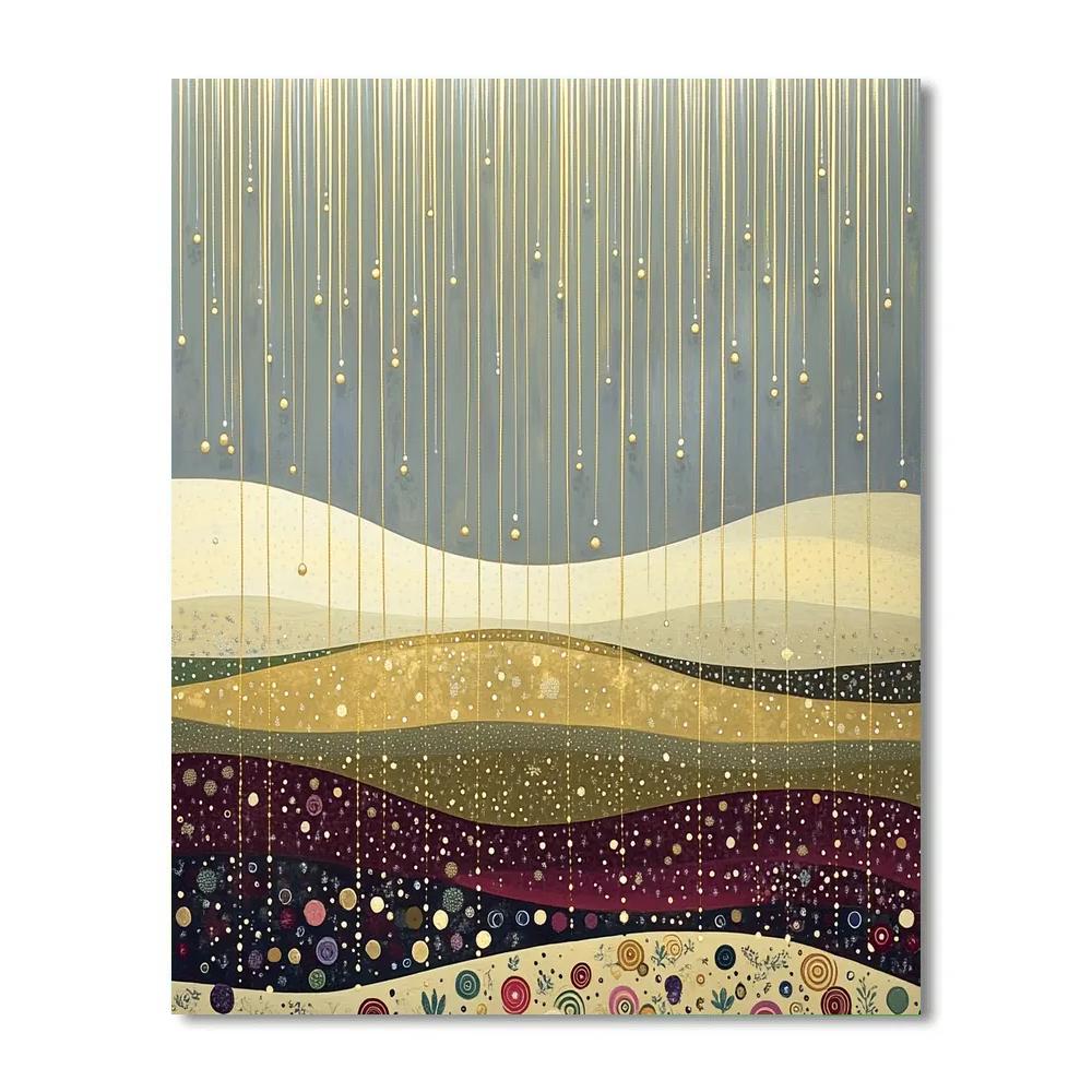 Gustav Klimt Inspired Golden Rain Over Fields painting number kit