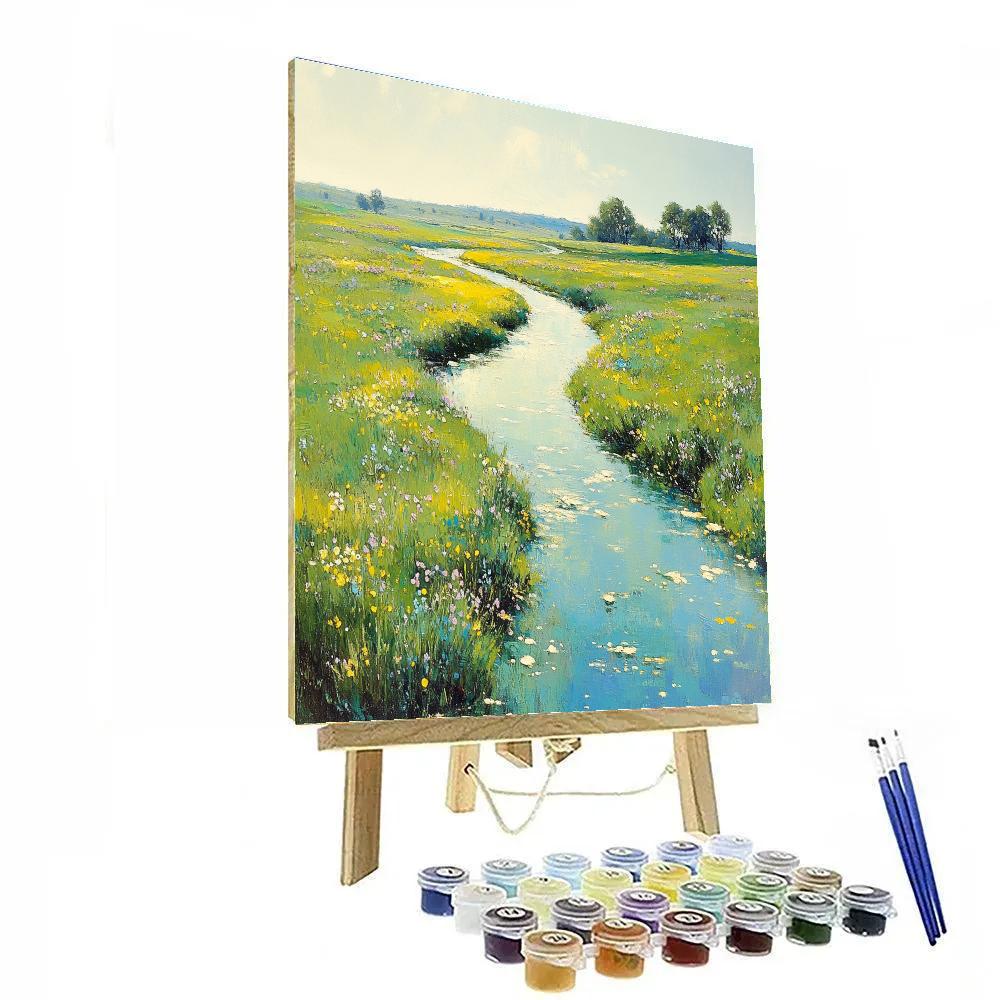 Claude Monet Inspired Sunlit River Meadow paint by numbers