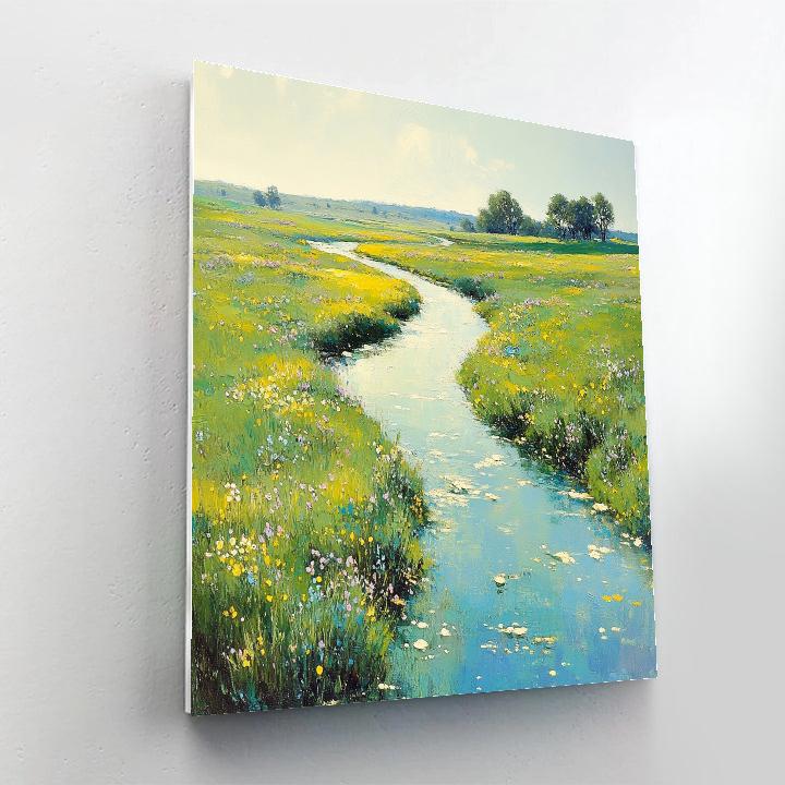 Claude Monet Inspired Sunlit River Meadow paint by numbers
