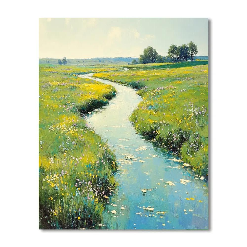 Claude Monet Inspired Sunlit River Meadow paint by numbers