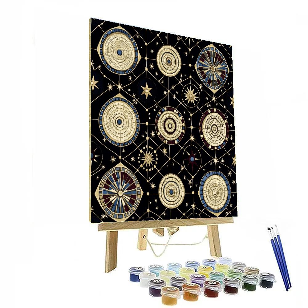 Gustav Klimt Inspired Spiral Constellation Field paint by color