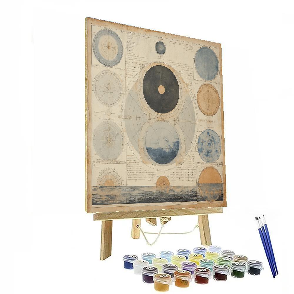 Leonardo Da Vinci Inspired Celestial Eclipse Tidal Chart painting number kit