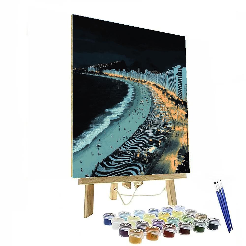 Urban Beachfront Of Copacabana By Night Rio De Janeiro Brazil paint by number