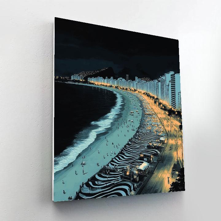 Urban Beachfront Of Copacabana By Night Rio De Janeiro Brazil paint by number