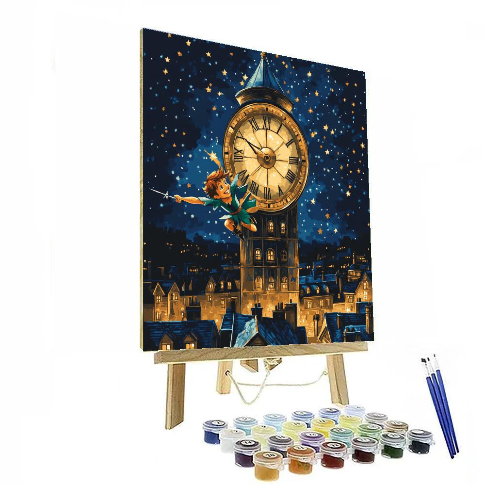 Peter Pan Clock Tower Night Flight Disney Inspired paint by number